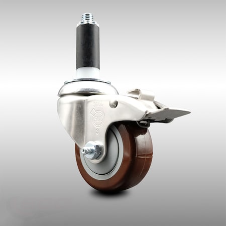 Service Caster 3.5 Inch 316SS Maroon Poly Swivel 1-1/8 Inch Expanding Stem Caster Lock Brake SCC-SS316TTLEX20S3514-PPUB-MRN-118